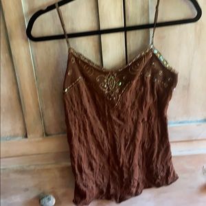Sparkles and lace brown top